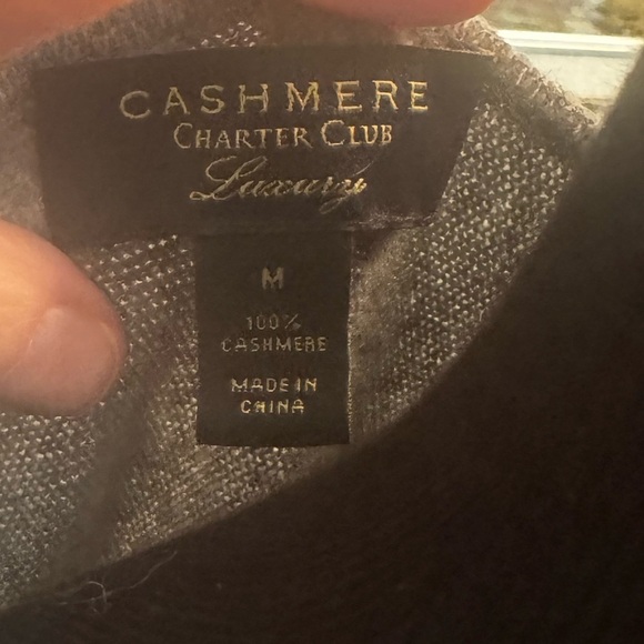 CASHMERE CHARTER CLUB LUXURY Boat Neck Gray Cashmere Sweater Size Medium Luxury - Picture 6 of 10